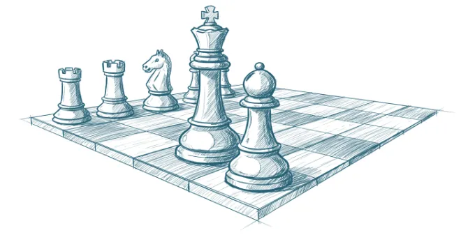 a chess board with several pieces in play