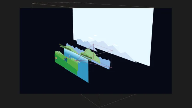 process image showing 3D layers in an After Effects project