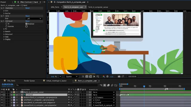 process image showing a rigged character in After Effects
