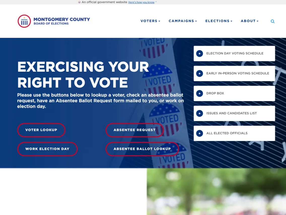 Website for the Montgomery County Board of Elections
